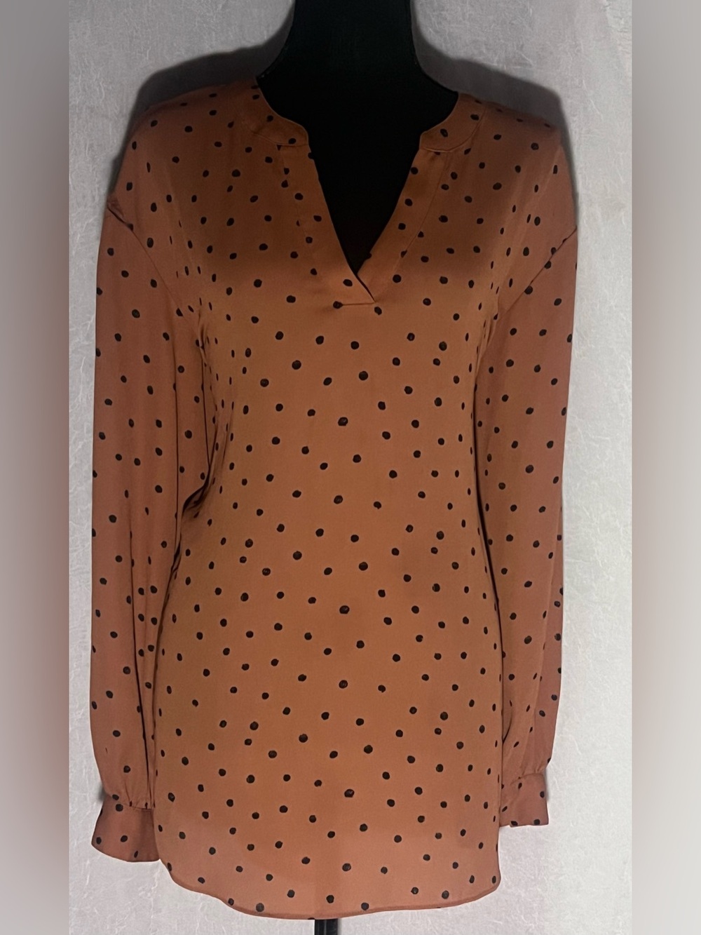 Polka Dot Long Sleeve brown & black top
